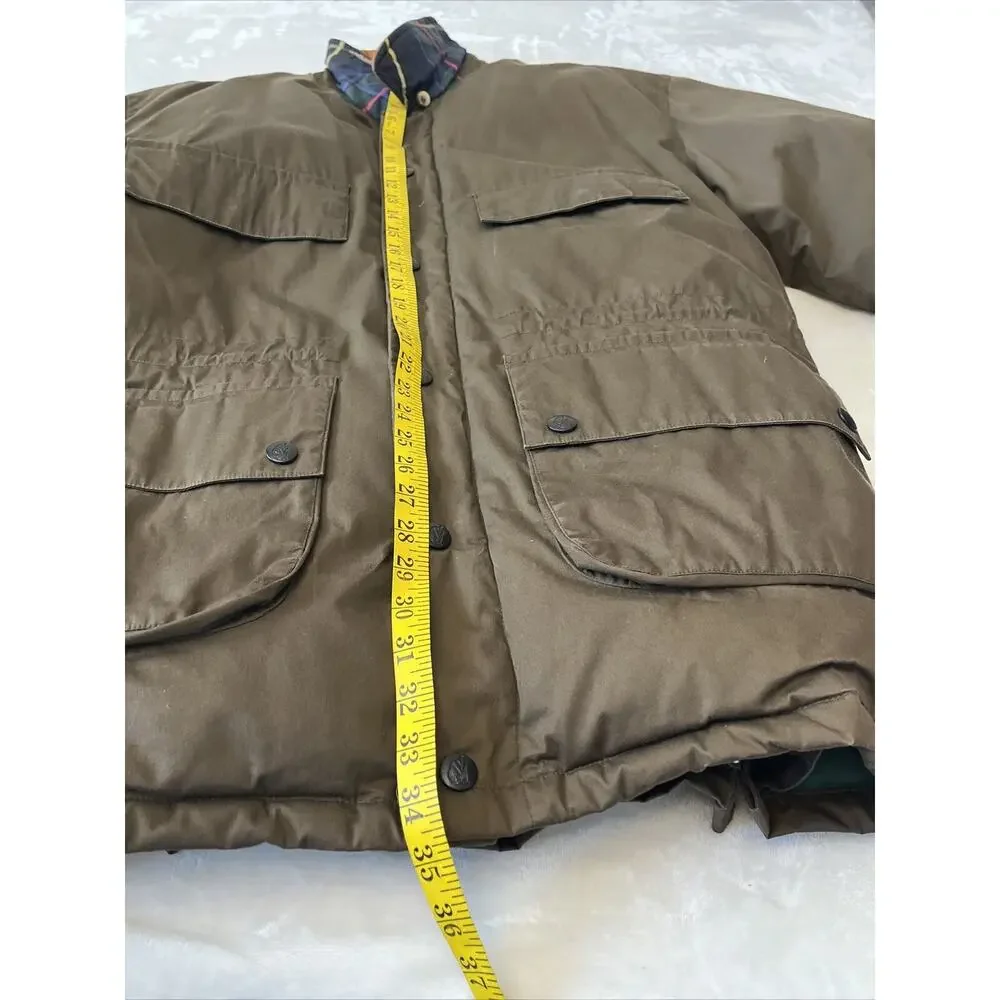 Nautica Down Filled Winter Coat Men's Brown Size M Leather Collar NO HOOD